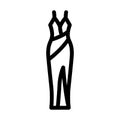 spaghetti strap bride dress line icon vector illustration