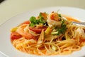 Spaghetti Tom Yum Kung Royalty Free Stock Photo