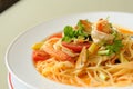 Spaghetti Tom Yum Kung Royalty Free Stock Photo