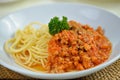 Spaghetti with tomato beef sauce