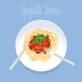 Spaghetti tomato, Italian pasta vector design element