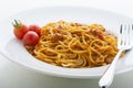 Spaghetti tomato sauce and chicken. Royalty Free Stock Photo