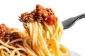 Spaghetti with Tomato Sauce on a Fork, Isolated on a Transparent Background, Fresh Organic Delicious Food and Culinary Object