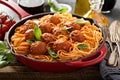 Spaghetti with tomato sauce and meatballs Royalty Free Stock Photo