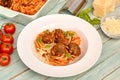 Spaghetti with tomato sauce and meatballs Royalty Free Stock Photo