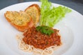 Spaghetti with tomato sauce and minced pork