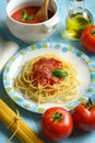 Spaghetti with tomato sauce and parmesan cheese - traditional it