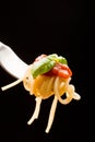 Spaghetti with Tomatoe Sauce and basil Royalty Free Stock Photo