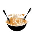 Spaghetti vector food pasta fork meal