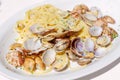 Spaghetti vongole in the italian trattoria. Royalty Free Stock Photo