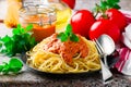 Spaghettini with Rosy-red Sauce Royalty Free Stock Photo