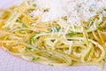 Spaghetty with spinach and parmesan