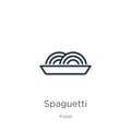 Spaguetti icon. Thin linear spaguetti outline icon isolated on white background from food collection. Line vector spaguetti sign, Royalty Free Stock Photo