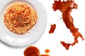 Spaguetti over a table with italy map Royalty Free Stock Photo