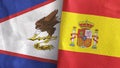 Spain and American Samoa two flags textile cloth 3D rendering