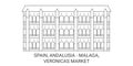 Spain, Andalusia Malaga, Veronicas Market travel landmark vector illustration