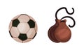 Spain Attributes with Castanets and Football Game Ball Vector Set