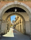 The arches framing the street in Avila, Spain Royalty Free Stock Photo