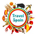 Spain background design. Spanish traditional symbols and objects