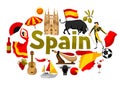 Spain background design. Spanish traditional symbols and objects