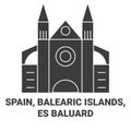 Spain, Balearic Islands, Es Baluard travel landmark vector illustration