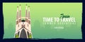 Spain banner. Time to Travel. Journey, trip and vacation. Vector flat illustration.