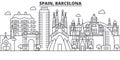 Spain, Barcelona architecture line skyline illustration. Linear vector cityscape with famous landmarks, city sights