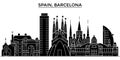 Spain, Barcelona architecture vector city skyline, travel cityscape with landmarks, buildings, isolated sights on