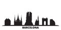 Spain, Barcelona City city skyline isolated vector illustration. Spain, Barcelona City travel black cityscape