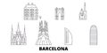 Spain, Barcelona City line travel skyline set. Spain, Barcelona City outline city vector illustration, symbol, travel