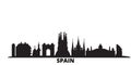 Spain, Barcelona city skyline isolated vector illustration. Spain, Barcelona travel black cityscape