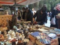 SPAIN, BARCELONA- JANUARY 2016: visitors of vintage flea market in Barcelona