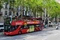 Spain Barcelona July 2017 red tourist bus. city tour sightseeing