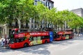 Spain Barcelona July 2017 red tourist bus. city tour sightseeing