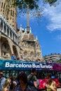 Spain Barcelona July 2017. tourist walking bus, sightseeing Royalty Free Stock Photo