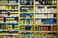 Interior of modern grocery boutique store with a variety of groceries goods