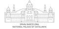 Spain, Barcelona, National Palace Of Catalonia travel landmark vector illustration