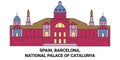 Spain, Barcelona, National Palace Of Catalonia travel landmark vector illustration