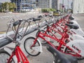 SPAIN, BARCELONA - OCT 12, 2018 : Bicing Bicycle rental service Riding in Barcelona city Transportation Travel Royalty Free Stock Photo