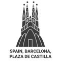 Spain, Barcelona, Sagrada Familia travel landmark vector illustration