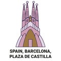 Spain, Barcelona, Sagrada Familia travel landmark vector illustration