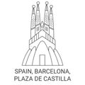 Spain, Barcelona, Sagrada Familia travel landmark vector illustration