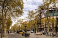 SPAIN, BARCELONA - SEPTEMBER 3, 2023: Passeig de Gracia, one of main avenues of Barcelona, Spain