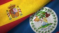 Spain and Belize two flags textile cloth, fabric texture