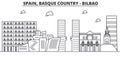 Spain, Bilbao, Basque Country architecture line skyline illustration. Linear vector cityscape with famous landmarks