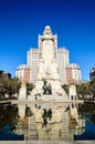 Spain building and quixote statue Royalty Free Stock Photo