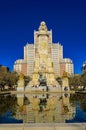 Spain building and quixote statue Royalty Free Stock Photo