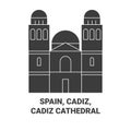 Spain, Cadiz, Cadiz Cathedral travel landmark vector illustration