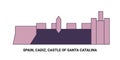 Spain, Cadiz, Castle Of Santa Catalina, travel landmark vector illustration