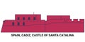 Spain, Cadiz, Castle Of Santa Catalina travel landmark vector illustration